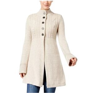 Style &‎ Co Cable Knit Fit Flare Empire Waist Cottagecore Cardigan Sweater Small